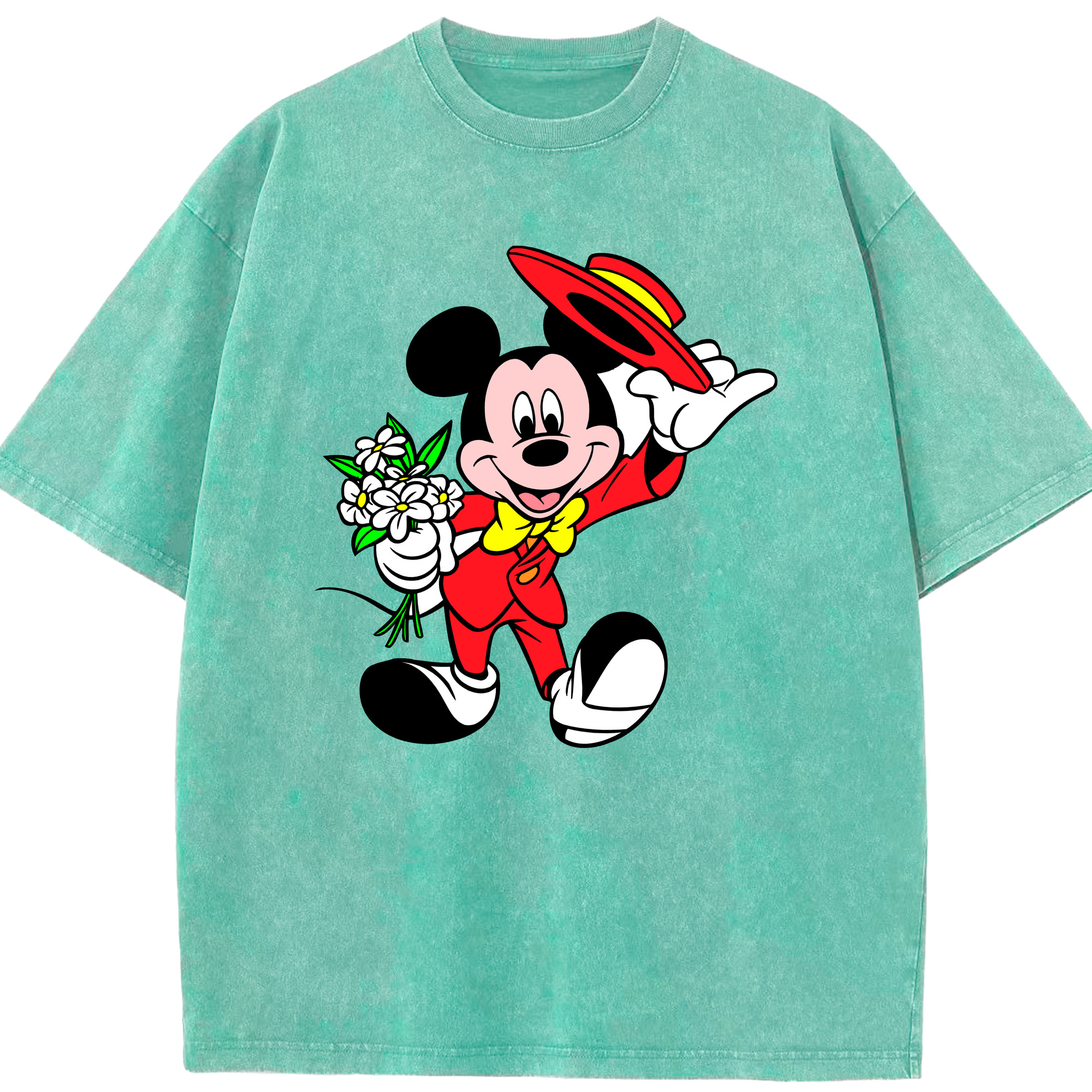 （画像用） ミッキーマウス Mickey Mouse 綿100% ヴィンテージ風 半袖Tシャツ（フロントプリント）